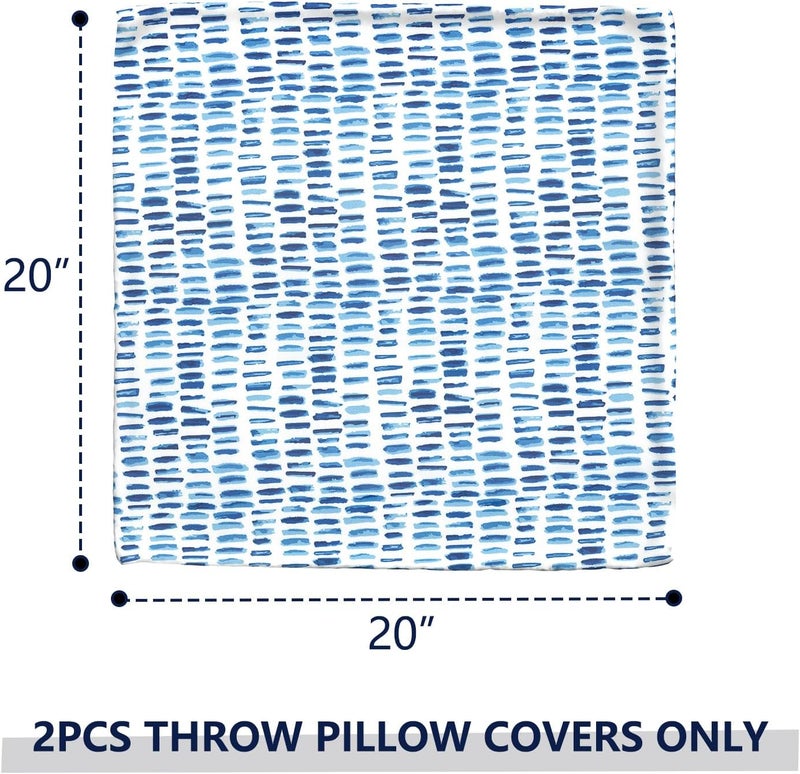 TWLEAR Outdoor Pillow Covers for Patio Furniture 20x20 Inch, Decorative Patio Throw Pillow Covers Set of 2, Modern Square Cushion Cases for Porch Garden Home Office, Pebble Blue - Image 3